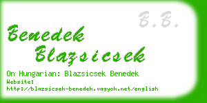 benedek blazsicsek business card